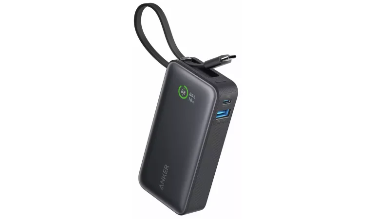 Anker Nano Power Bank with 10,000mAh capacity, built-in USB-C cable and up to 30W USB-C output