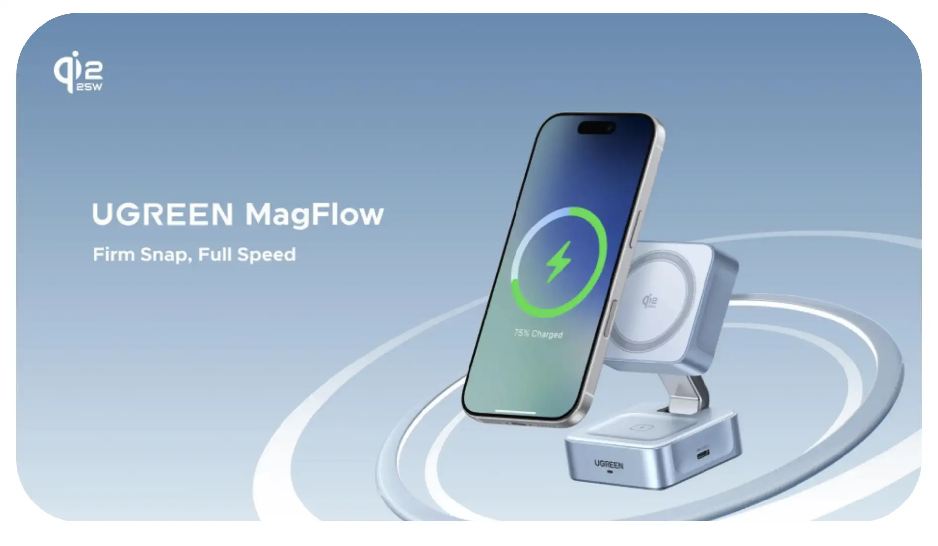UGREEN MagFlow 2-in-1 Magnetic Wireless Charger 25W